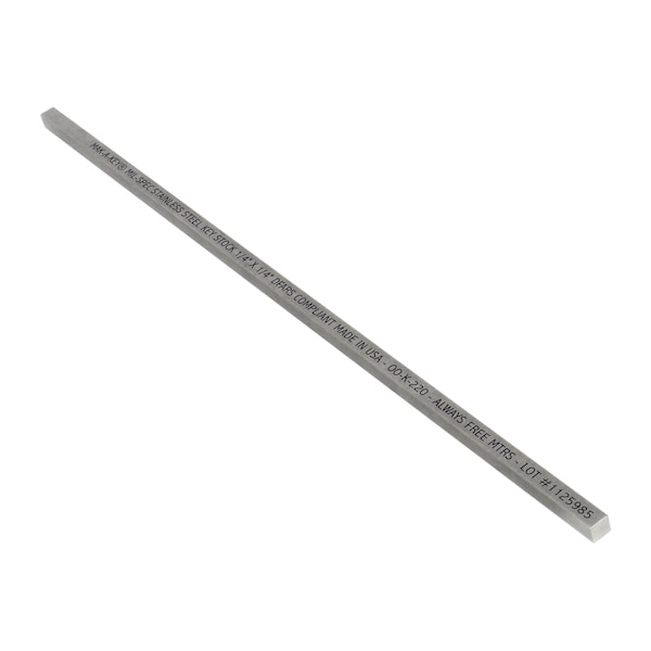 Huyett Oversized Key Stock, 12 in L, 1/4 in W, 1/4 in H, Stainless Steel MS8502500250-12 - main